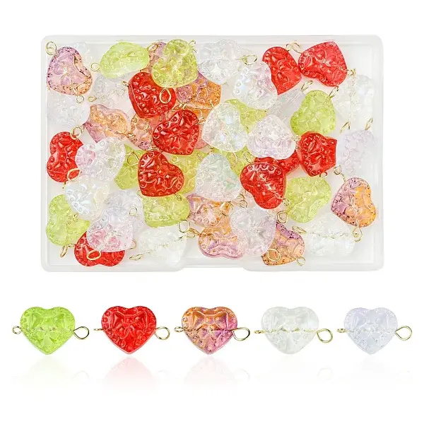 50Pcs Glass Connector Charms