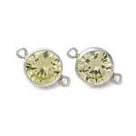 925 Streling Silver Pave Cubic Zirconia Birthstone Connector Charms