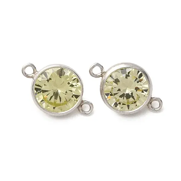 925 Streling Silver Pave Cubic Zirconia Birthstone Connector Charms