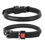 Okrúhly kožený obojok čierny, Obvod krku: 39-47cm, šírka obojku: 10mm