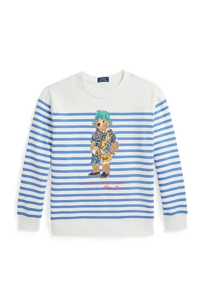 Dětská mikina Polo Ralph Lauren bílá barva, vzorovaná, 323965908001