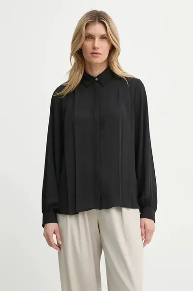 Košile Bruuns Bazaar dámská, černá barva, regular, s klasickým límcem, BBW4357