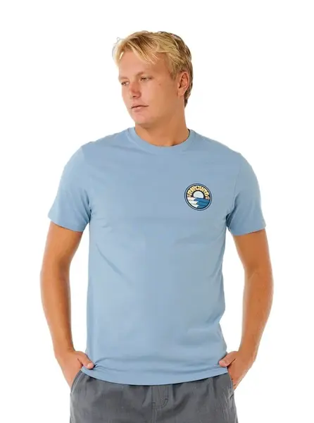 Rip curl pánské tričko Pacific Rinse Stacked Faded Denim | Modrá | Velikost L | 100% bavlna