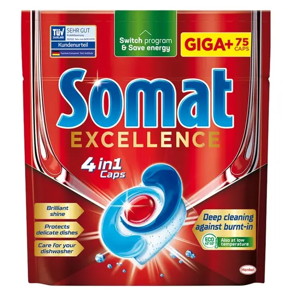 SOMAT Excellence 4in1 Kapsle do myčky 75 kusů