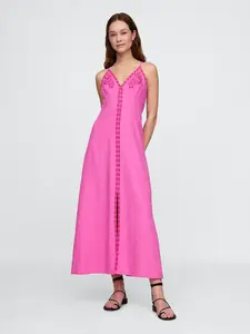 GAP Lněné maxi šaty - Dámské