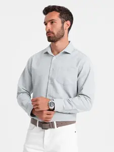Ombre Men's shirt with pocket REGULAR FIT - light grey melange