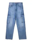 Bershka Rifľové kapsáče  modrá denim