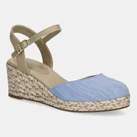 Espadrilky Tommy Hilfiger CHAMBRAY MID WEDGE ESPAD modrá barva, na klínku, FW0FW08477