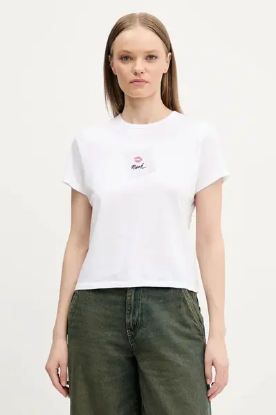 Bavlněné tričko Abercrombie & Fitch bílá barva, KI157-5015