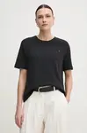 Bavlněné tričko Tommy Hilfiger černá barva, WW0WW46158
