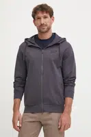 Bavlněná mikina EA7 Emporio Armani pánská, šedá barva, s kapucí, s potiskem, PJVRZ.8NPM33
