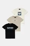Dětské bavlněné tričko Emporio Armani 3-pack béžová barva, s potiskem, EB000320 AF13913