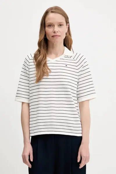 Bavlněný svetr Tommy Hilfiger dámský, bílá barva, WW0WW45694