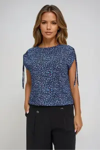 Marisse Patterned Blue Blouse