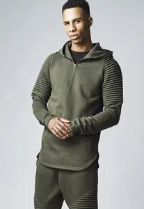 Plisované rukávy Terry Hoody olivové