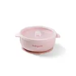 Babyono Silikonová miska s přísavkou a víčkem  - růžová