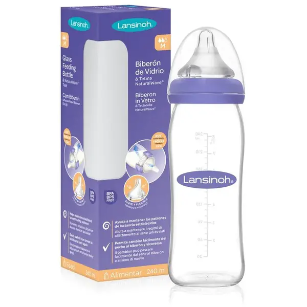 Lansinoh NaturalWave Glass kojenecká láhev Medium 1 ks