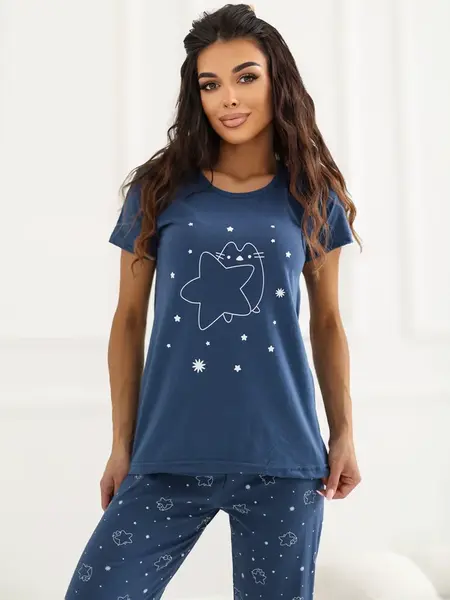 Dámská pyžama s potiskem - námořnická modrá