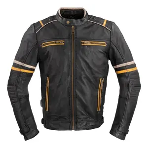 Pánská kožená moto bunda W-TEC Traction černá 4XL