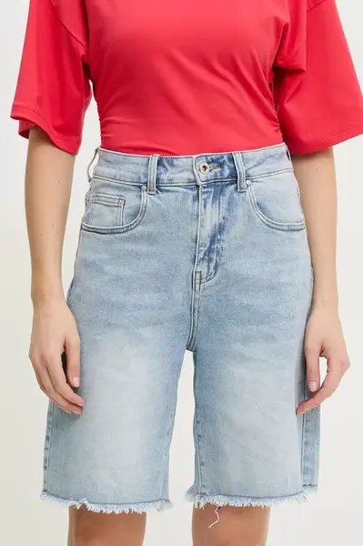 Džínové šortky Answear.LAB dámské, modrá barva, hladké, high waist