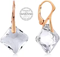 Levien Růžově pozlacené náušnice s čirými krystaly Princess