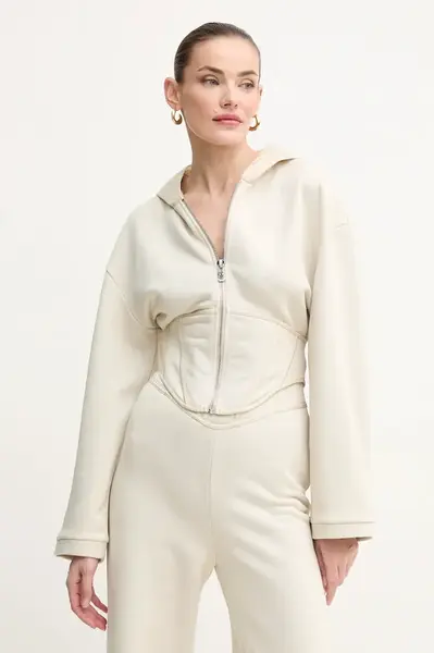 Mikina Pinko dámská, béžová barva, s kapucí, hladká, 105026 A2HB