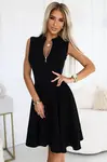 573-1 Flared Dress with Zipper Front - BLACK