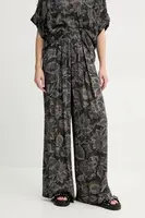 Kalhoty Sessun dámské, černá barva, široké, high waist, 25207019