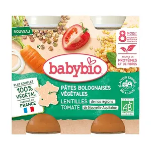 BABYBIO Zeleninové boloňské těstoviny s čočkou, rajčetem BIO 2 x 200 g