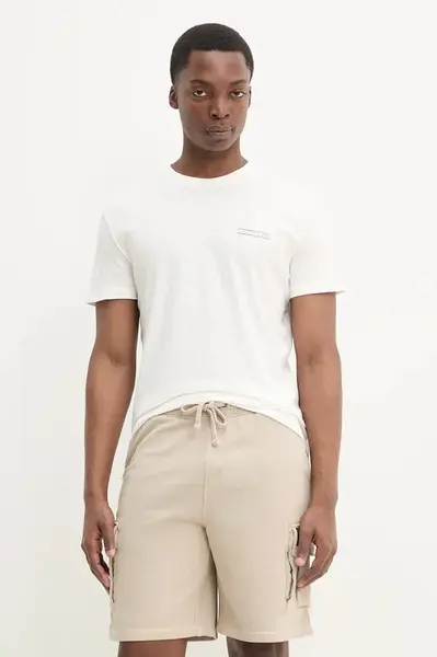 Bavlněné tričko Tommy Jeans bílá barva, s potiskem, DM0DM21303