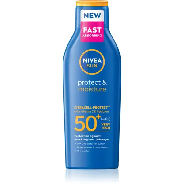 NIVEA SUN Protect & Moisture hydratačné mlieko na opaľovanie SPF 50+ 200 ml