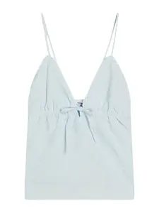 Bershka Top  svetlomodrá / biela