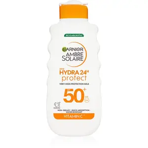 Garnier Ambre Solaire Hydra 24h ochranné opalovací mléko s hydratačním účinkem SPF 50+ 175 ml
