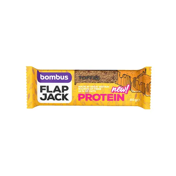 BOMBUS Flapjack proteín toffe ovsená tyčinka 80 g