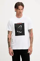 Bavlněné tričko HUGO Dobero pánské, bílá barva, s potiskem, 50542734