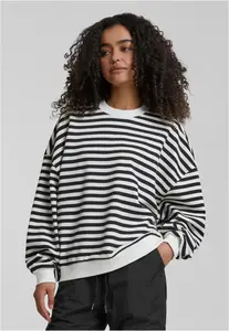 Women's Oversized Striped Sweatshirt - Black/Cream