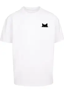 Merchcode Tričko 'Halloween - Cat'  čierna / biela