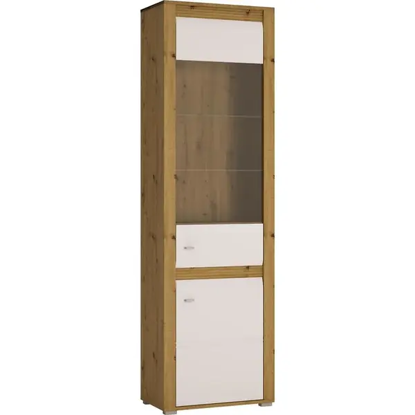 Vitrína Sevilla 60cm Dub Artisan/Bílý Lesk L