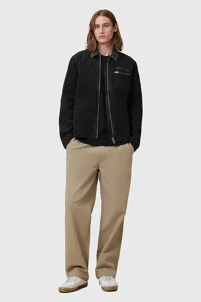 Kalhoty s příměsí lnu AllSaints HANBURY béžová barva, M038TC