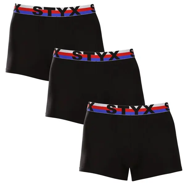 Styx 3PACK pánské boxerky sportovní guma černé trikolóra (3G1960) L