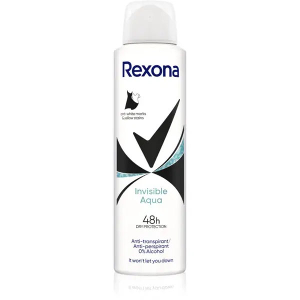 Rexona Invisible Aqua deodorant ve spreji proti bílým a žlutým skvrnám 150 ml