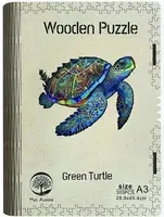 Dřevěné puzzle Zelená želva A3