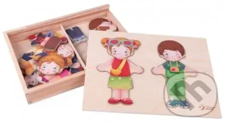 Vkládačka oblékání dřevo holka/kluk - puzzle z kategorie Maxi dílky