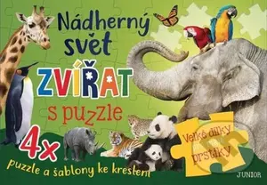 Nádherný svět zvířat s puzzle (4x puzzle a šablony ke kreslení, Velké dílky pro malé prstíky) - kniha z kategorie Naučné knihy
