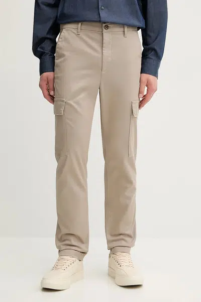Kalhoty Calvin Klein pánské, béžová barva, ve střihu cargo, LV04LC619G