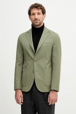 Blazer s příměsí vlny BOSS pánský, zelená barva, 50546055