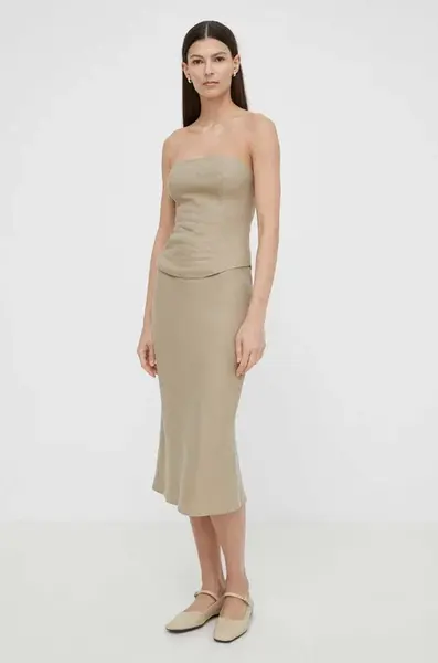 Lněná sukně Samsoe Samsoe SAAGNETA