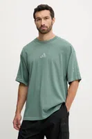 Bavlněné tričko adidas All SZN pánské, zelená barva, s aplikací, JN0610