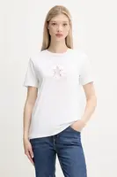 Bavlněné tričko Converse dámské, bílá barva, 10027751-A01