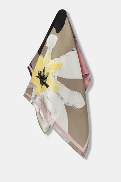 Hedvábný šátek Stine Goya dámský, béžová barva, SG-PF25-A010-2287